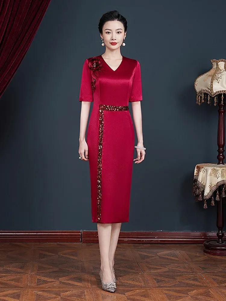 Elegant Young High-Collared Wedding Dress for Mother of the Bride Spring Autumn Wearable Polyester Fiber Bodycon Skirt
Elegant Young High-Collared Wedding Dress for Mother of the Bride Spring Autumn Wearable Polyester Fiber Bodycon Skirt