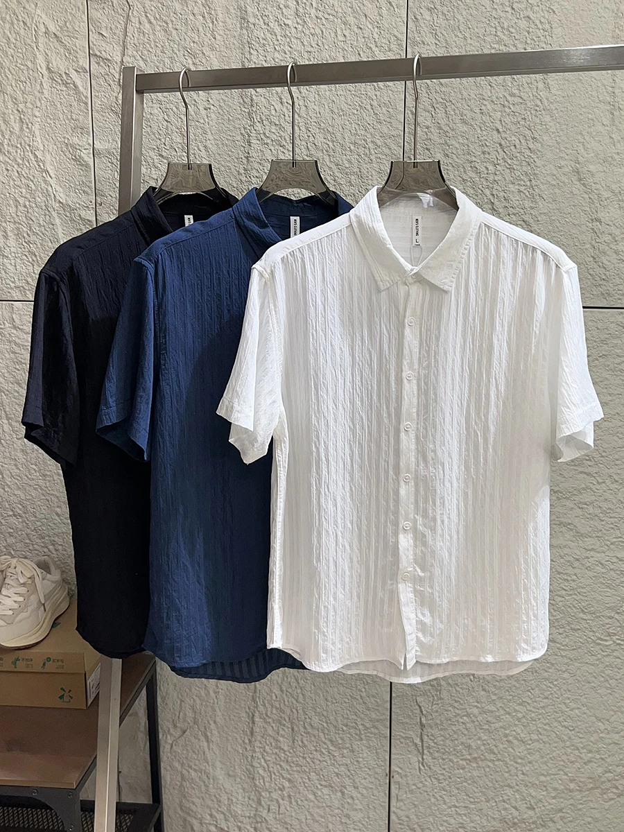 Ice Sensation Yarn Vertical Pattern Embroidery Men's Casual Shirt Short Sleeve Soft Skin-friendly Folded Collar Spring Summer
Ice Sensation Yarn Vertical Pattern Embroidery Men's Casual Shirt Short Sleeve Soft Skin-friendly Folded Collar Spring Summer
