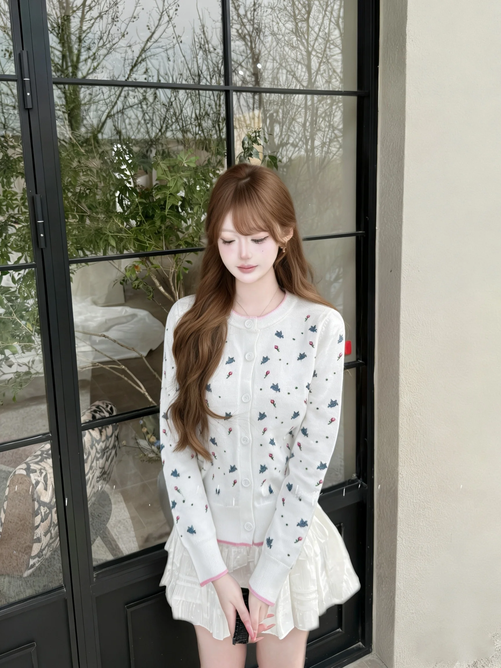 Spring Sweetheart Girl Embroidered Knitted Long Sleeve Thin Cardigan Cotton Polyester Blend round Neck Button up Outerwear
Spring Sweetheart Girl Embroidered Knitted Long Sleeve Thin Cardigan Cotton Polyester Blend round Neck Button up Outerwear