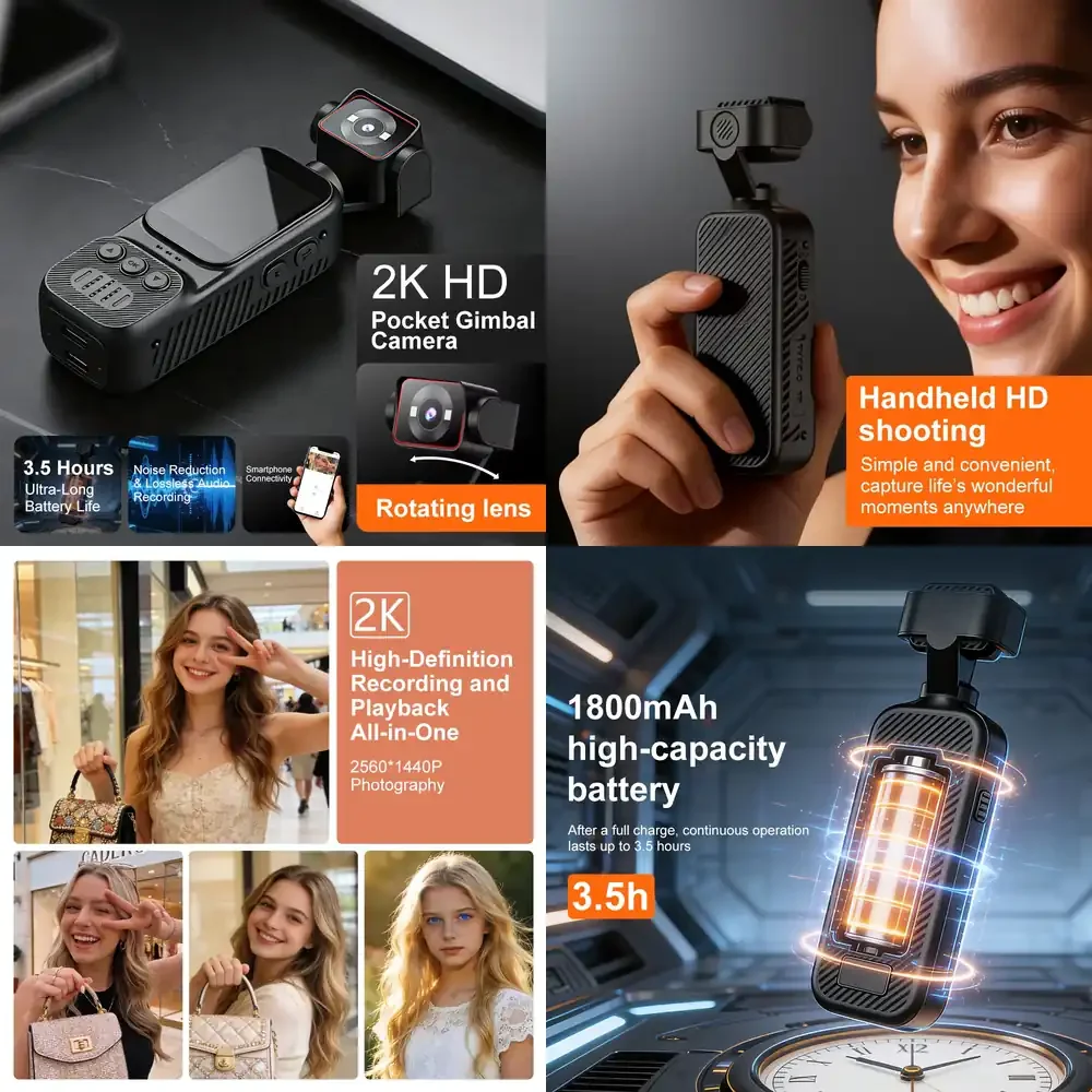 2K Pocket Camera with Face Tracking Capture 2.0 Inch Touch Screen Rotating Lens Function for Outdoor Sports
2K Pocket Camera with Face Tracking Capture 2.0 Inch Touch Screen Rotating Lens Function for Outdoor Sports