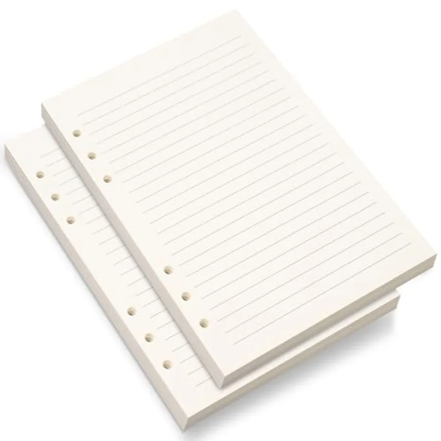 A5 Lined Paper, 6 Holes Refill Paper for A5 Planner Binder, 8mm Ruled Loose Leaf, 80 Sheets/60 Pages, 5.6x8.3 Inch, Beige
A5 Lined Paper, 6 Holes Refill Paper for A5 Planner Binder, 8mm Ruled Loose Leaf, 80 Sheets/60 Pages, 5.6x8.3 Inch, Beige