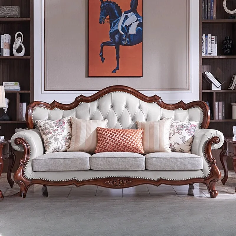 American solid wood leather sofa simple living room sofa combination European small apartment light luxury
American solid wood leather sofa simple living room sofa combination European small apartment light luxury
