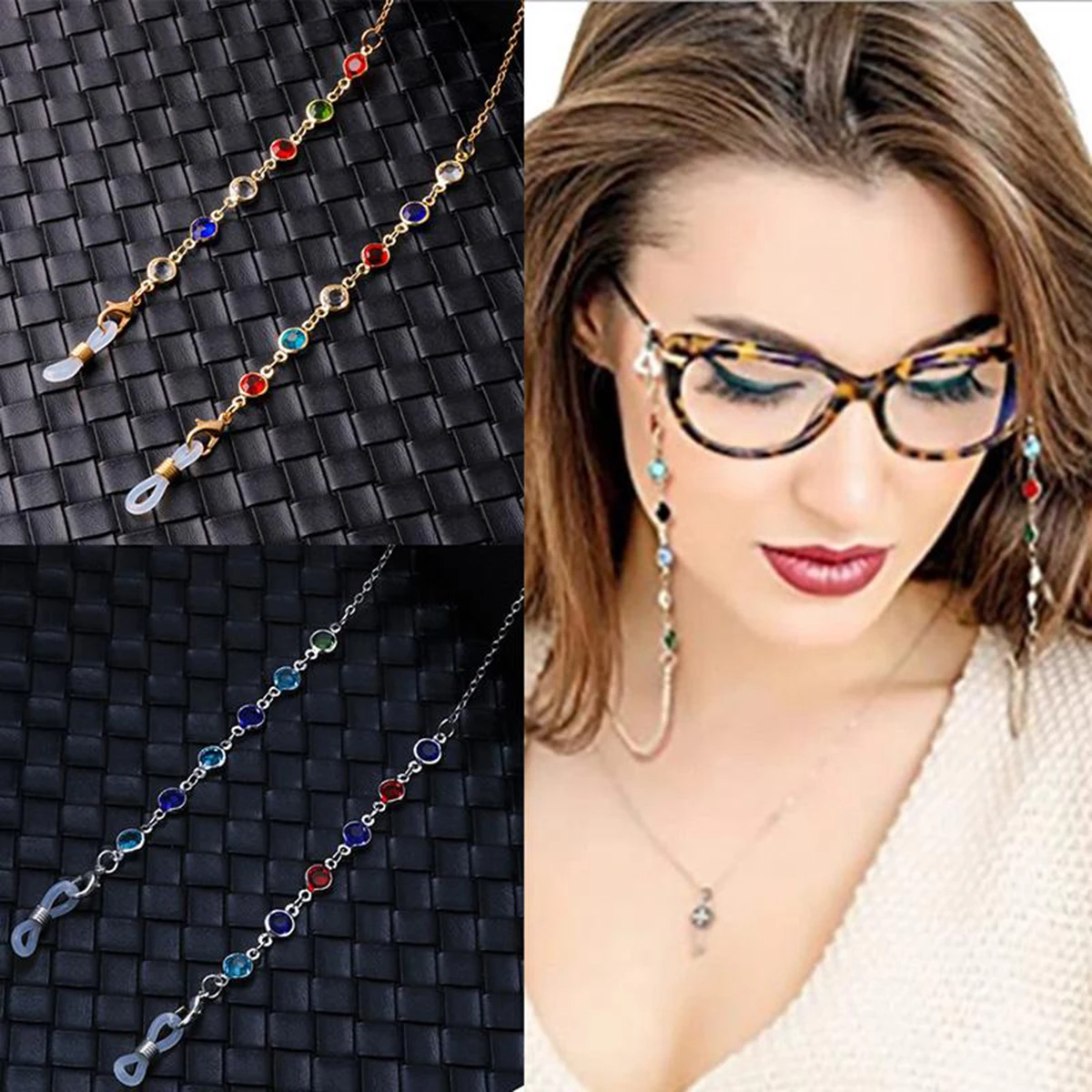 Colored Crystal Metal Chain Glasses Chain Buckle Silicone Slip Ring Lanyard Chain
Colored Crystal Metal Chain Glasses Chain Buckle Silicone Slip Ring Lanyard Chain
