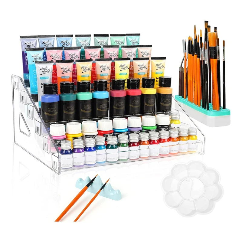 6-Layered Acrylic Organizer For Paint Bottles With Dedicated Brush Holder For Artists
6-Layered Acrylic Organizer For Paint Bottles With Dedicated Brush Holder For Artists