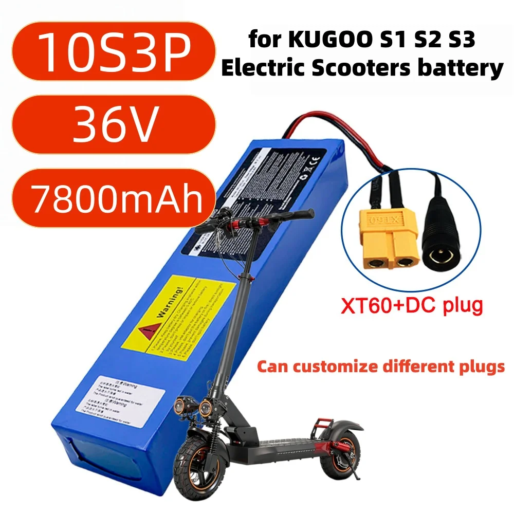 18650 Lithium-Ion Battery Pack 10S3P 36V 7800mAH Suitable for KUGOO S1 S2 S3 Electric Scooters etc accessories with BMS+charger
18650 Lithium-Ion Battery Pack 10S3P 36V 7800mAH Suitable for KUGOO S1 S2 S3 Electric Scooters etc accessories with BMS+charger