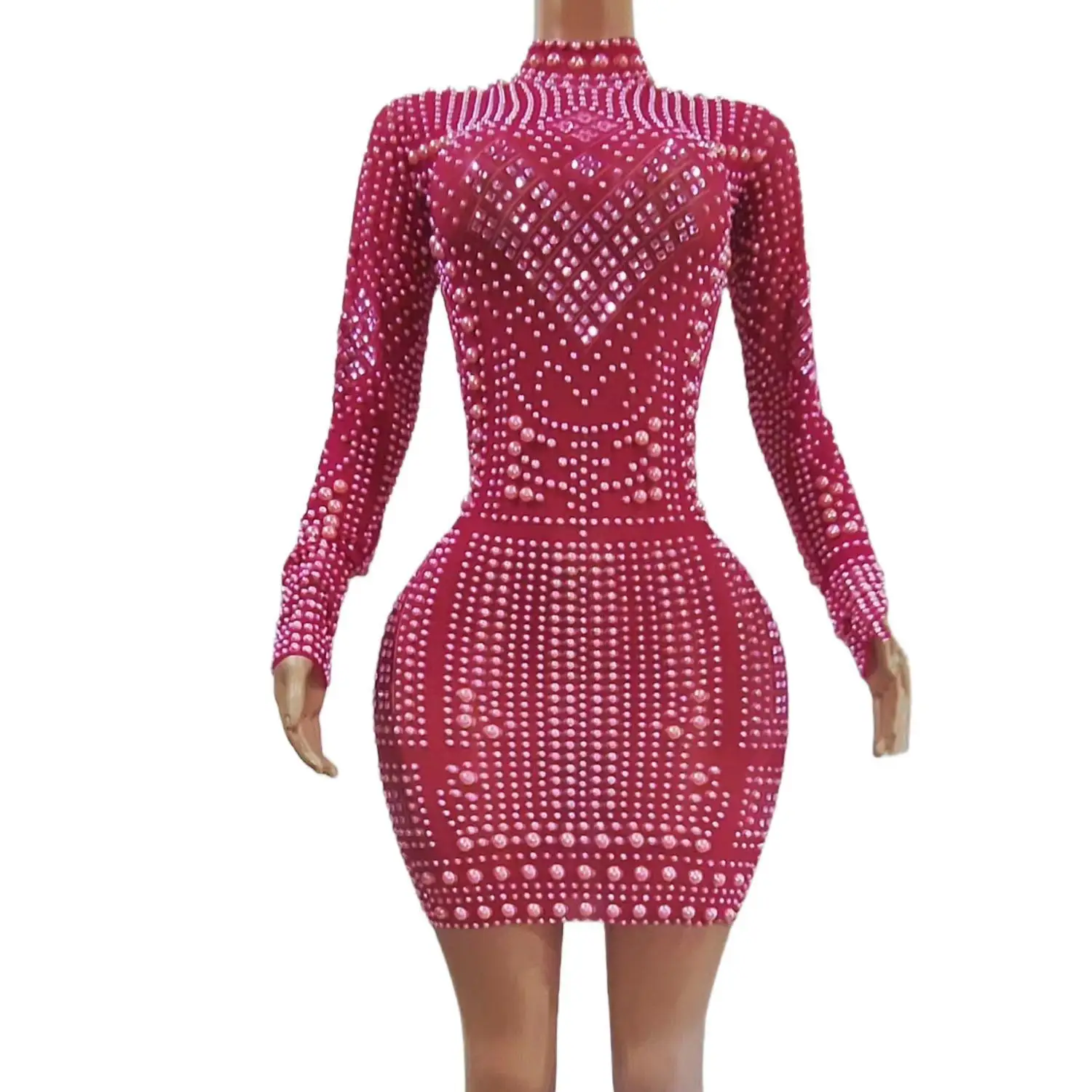 Weixiao Womens Luxury Hot Pink Pearl Rhinestone Sheer Mesh Mini Dress Long Sleeve High Neck Bodycon Party Club Stage Outfit
Weixiao Womens Luxury Hot Pink Pearl Rhinestone Sheer Mesh Mini Dress Long Sleeve High Neck Bodycon Party Club Stage Outfit