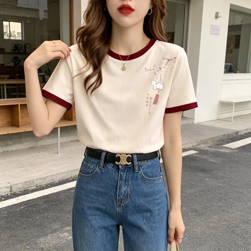 Summer New Short Sleeve T-Shirt Cotton Breathable Cute Printed Top for Girls Casual Soft Loose Fit Trendy Daily Wear
Summer New Short Sleeve T-Shirt Cotton Breathable Cute Printed Top for Girls Casual Soft Loose Fit Trendy Daily Wear