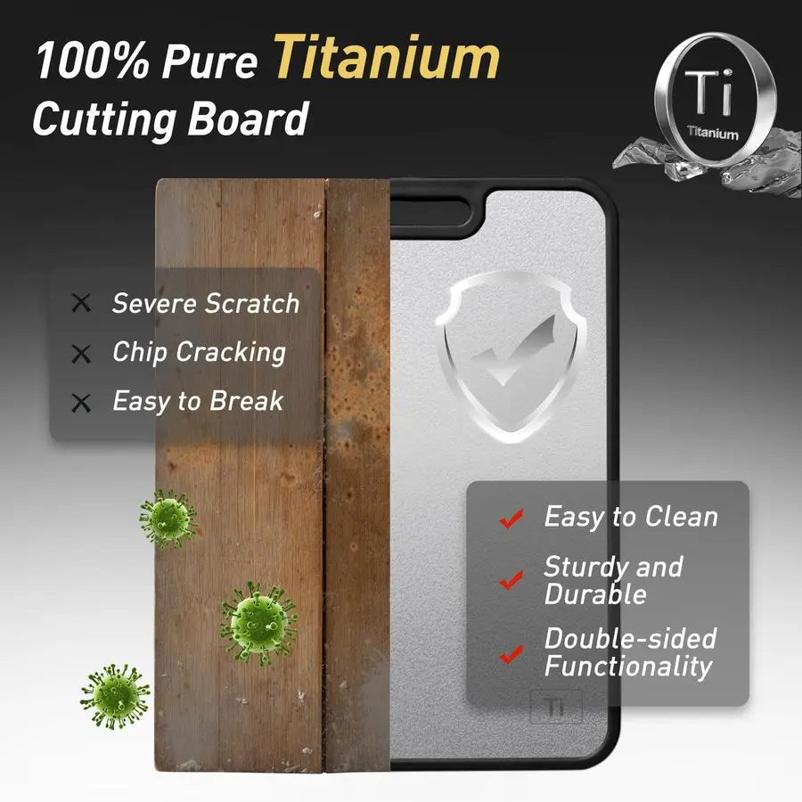 in 1 Pure Titanium Cutting Boards for Kitchen Chopping Board with Handle Large Big Small Kitchen Meat Butcher Block Not Stainles
in 1 Pure Titanium Cutting Boards for Kitchen Chopping Board with Handle Large Big Small Kitchen Meat Butcher Block Not Stainles