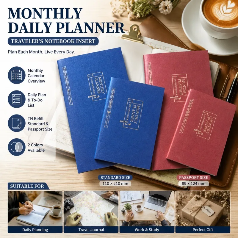 Standard&Passport Size TN Travelers Notebook Monthly Planner Refill Grid Weekly Daily Plan Inner Insert Replacement Journal Core
Standard&Passport Size TN Travelers Notebook Monthly Planner Refill Grid Weekly Daily Plan Inner Insert Replacement Journal Core