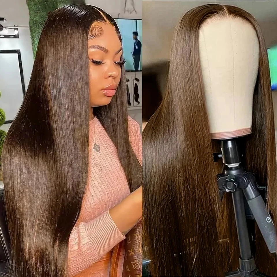 #4 Chocolate Brown 13X4 LACE Human Hair Pre Plucked Pre straight wave human hair wig 100 Brown Human Hair Wig for woman
#4 Chocolate Brown 13X4 LACE Human Hair Pre Plucked Pre straight wave human hair wig 100 Brown Human Hair Wig for woman