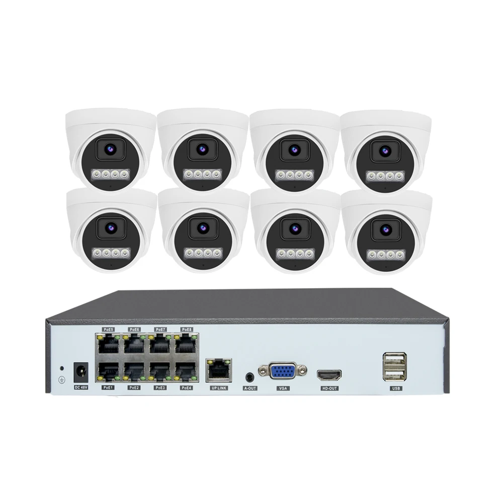 OEM 4MP 8-Channel PoE NVR Kit Smart Dual Light 16-Channels 2TB HDD H.265 IP Security Camera System Night Vision CMOS Home
