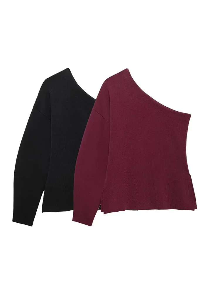 Willshela Women Fashion Solid Knitted Sweater Vintgae Asymmetrical Neck One Long Sleeves Female Chic Lady Tops
Willshela Women Fashion Solid Knitted Sweater Vintgae Asymmetrical Neck One Long Sleeves Female Chic Lady Tops