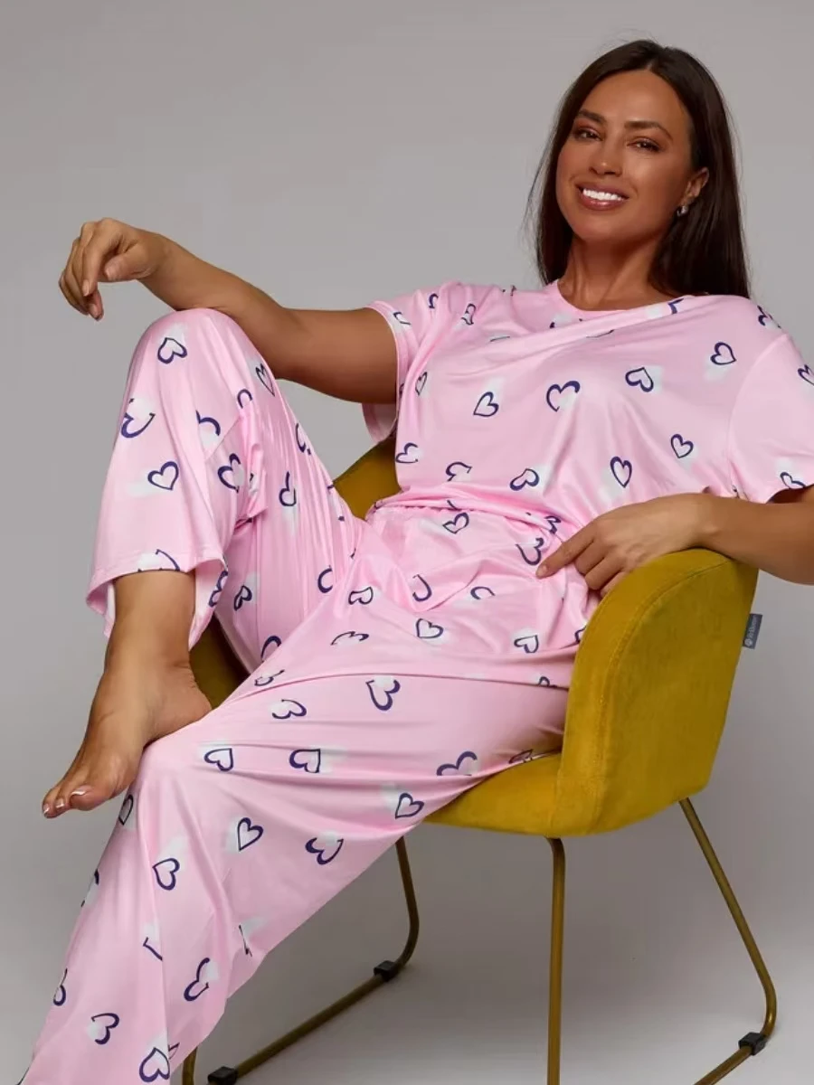 Свободный комплект домашней одежды с принтом Long Sve Heart Pattern, удобные дышащие молодежные брюки, осенняя коллекция, широкие брюки
Свободный комплект домашней одежды с принтом Long Sve Heart Pattern, удобные дышащие молодежные брюки, осенняя коллекция, широкие брюки