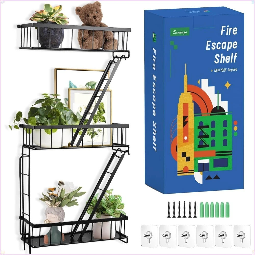 Настенная полка Fire Escape — декоративная полка-лестница Нью-Йорка, плавающая полка на стене, черные металлические полки для спальни, дома (3 уровня)
Настенная полка Fire Escape — декоративная полка-лестница Нью-Йорка, плавающая полка на стене, черные металлические полки для спальни, дома (3 уровня)