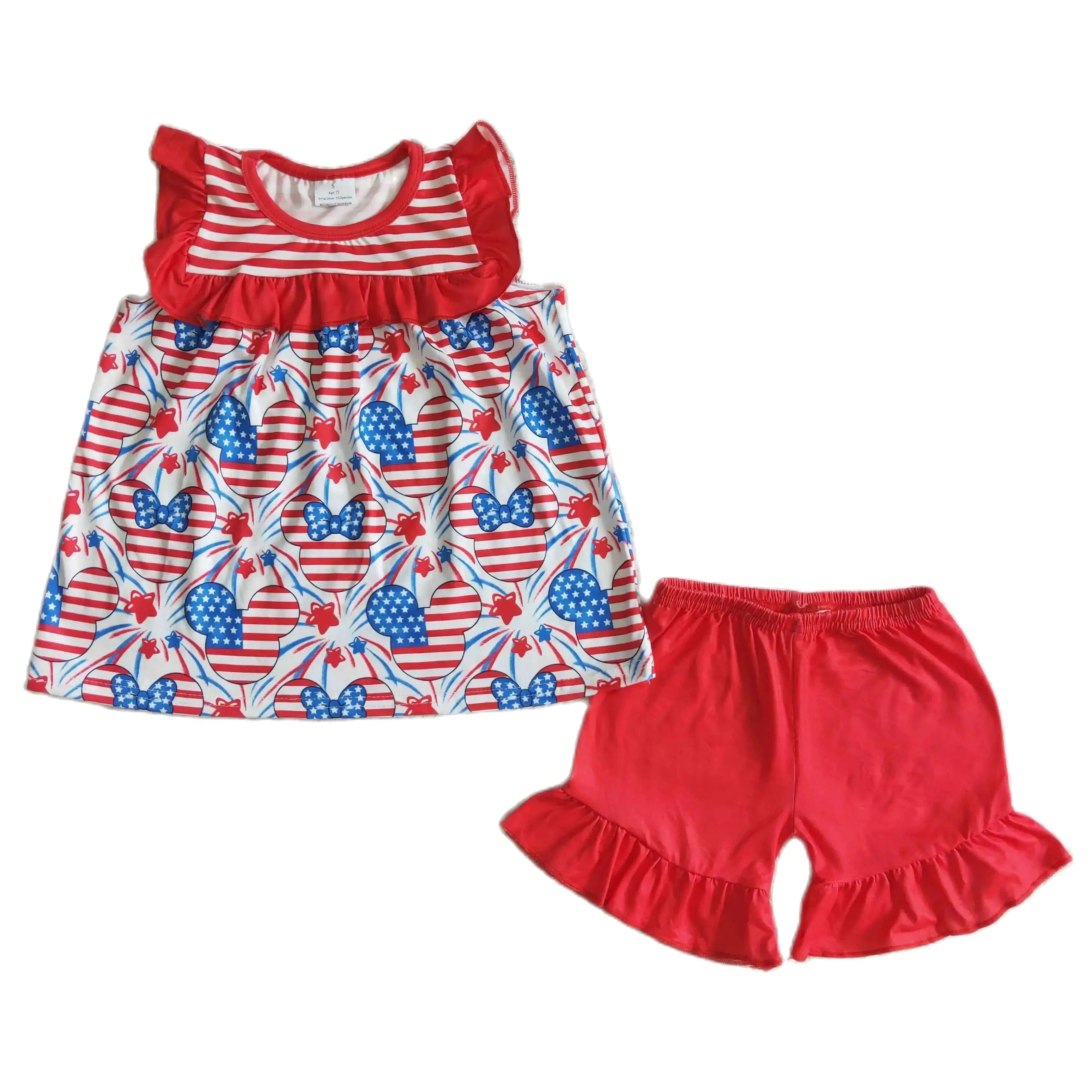 GSSO0055 Kids Girls Summer Outfit Sets Short Sleeves Top National Day Mickey Print With Shorts Children Clothes
GSSO0055 Kids Girls Summer Outfit Sets Short Sleeves Top National Day Mickey Print With Shorts Children Clothes