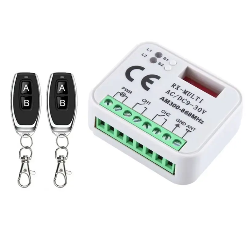 BNVN-Universal Garage Door Opener Switch With 2 Remote Control RX Multi Frequency 300-868Mhz Receiver 9-30V 2CH Relay Module
BNVN-Universal Garage Door Opener Switch With 2 Remote Control RX Multi Frequency 300-868Mhz Receiver 9-30V 2CH Relay Module