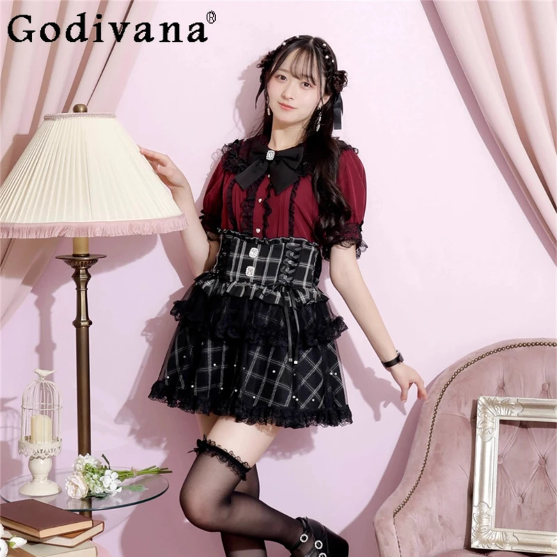 Japanese Style Mine Doll Collar Short Sleeve Tops Summer New Girls Women's Sweet Kawaii Lolita with Bow Lace Shirt Blouses Mujer
Japanese Style Mine Doll Collar Short Sleeve Tops Summer New Girls Women's Sweet Kawaii Lolita with Bow Lace Shirt Blouses Mujer