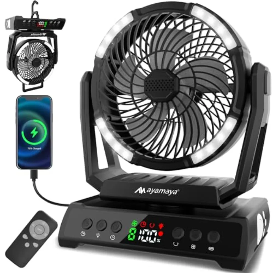 Camping Fan with Light 20000mAh Rechargeable Tent Fan with Remote 9 Speeds Battery Powered Fans with Digital Display Timer Auto
Camping Fan with Light 20000mAh Rechargeable Tent Fan with Remote 9 Speeds Battery Powered Fans with Digital Display Timer Auto