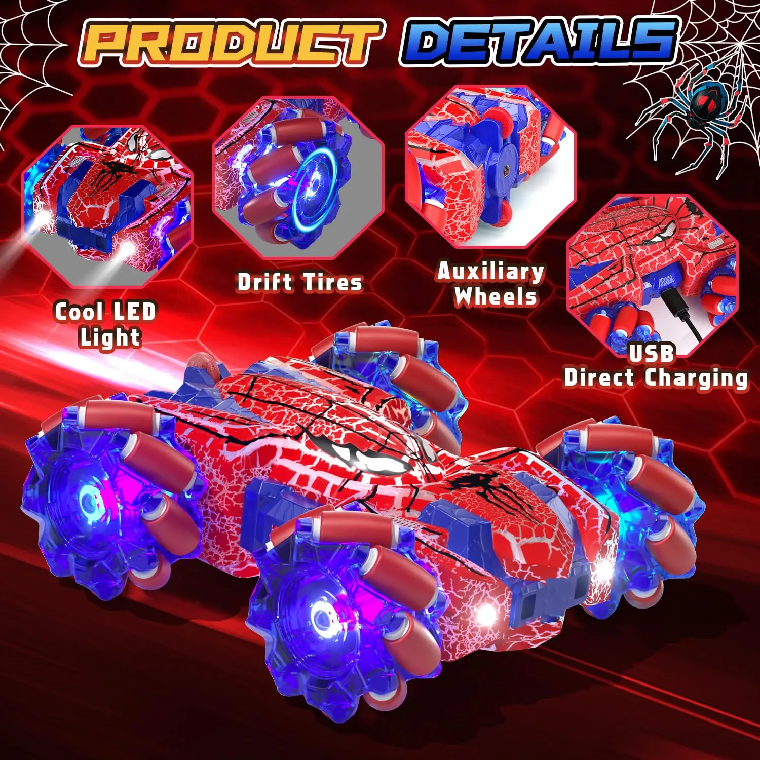Dual Mode Gesture Remote Control Stunt RC Car, LED All Terrain Drift Offroad Toy, Kids Birthday Xmas Present
Dual Mode Gesture Remote Control Stunt RC Car, LED All Terrain Drift Offroad Toy, Kids Birthday Xmas Present