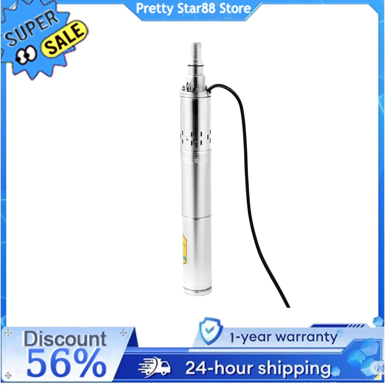 24V 370W Submersible Deep Well Pump with Filter Solar Water Pump 2850RPM Stainless Steel for Villages Families Farms Camping Car
24V 370W Submersible Deep Well Pump with Filter Solar Water Pump 2850RPM Stainless Steel for Villages Families Farms Camping Car