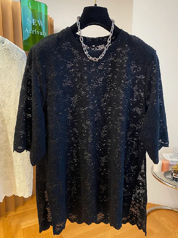 plus Size Women's Lace Shirt T-Shirt Hook Flower Casual Short Sleeve Summer Top Irregular Hemline Comfortable Polyester Fiber
plus Size Women's Lace Shirt T-Shirt Hook Flower Casual Short Sleeve Summer Top Irregular Hemline Comfortable Polyester Fiber