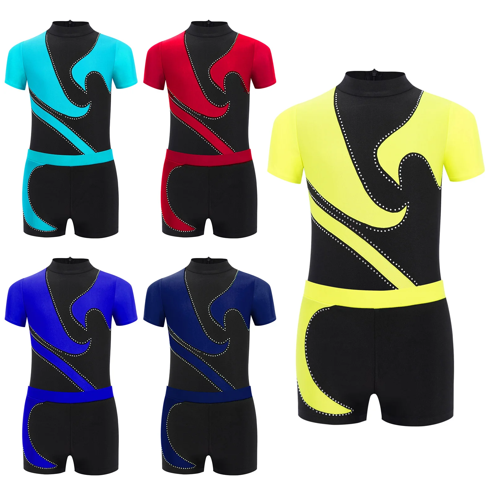 Boys Ballet Figure Skating Gymnastics Outfits Color Block Short Sleeve Leotard+Shorts Set Kids Performance Competition Dancewear
Boys Ballet Figure Skating Gymnastics Outfits Color Block Short Sleeve Leotard+Shorts Set Kids Performance Competition Dancewear