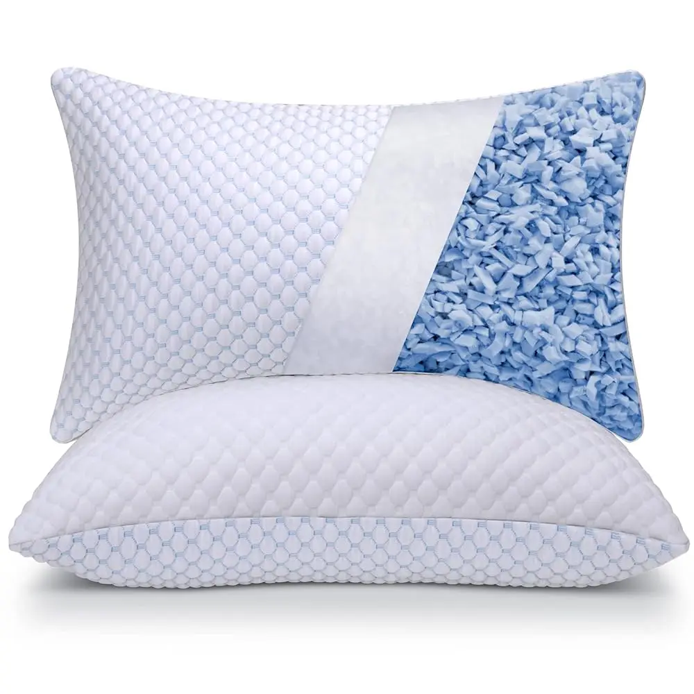 Adjustable Cooling Shredded Memory Foam Pillows King Size Set Of 2 - Temperature-Regulating For Hot Sleepers With Dual Airflow
Adjustable Cooling Shredded Memory Foam Pillows King Size Set Of 2 - Temperature-Regulating For Hot Sleepers With Dual Airflow