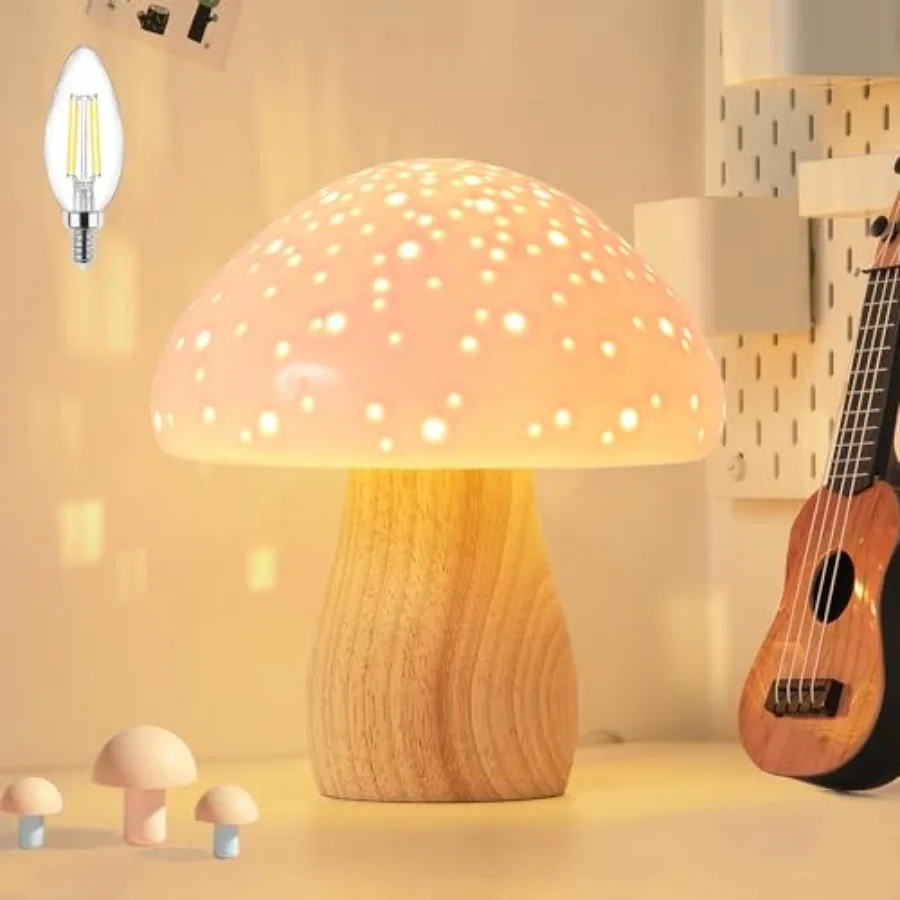 Mushroom Lamp, Ceramic Bedside Table Lamp for Bedroom Nightstand, Vintage Cute Night Light, Small Lamp for Living Room Desk Hom
Mushroom Lamp, Ceramic Bedside Table Lamp for Bedroom Nightstand, Vintage Cute Night Light, Small Lamp for Living Room Desk Hom