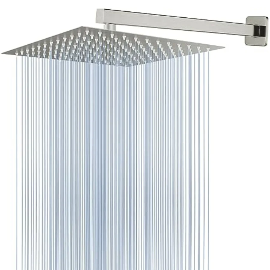All Metal Shower Head with Extension Arm, Stainless Steel Waterfall Rainfall Showerheads, High Flow Bathroom Square Rain
All Metal Shower Head with Extension Arm, Stainless Steel Waterfall Rainfall Showerheads, High Flow Bathroom Square Rain