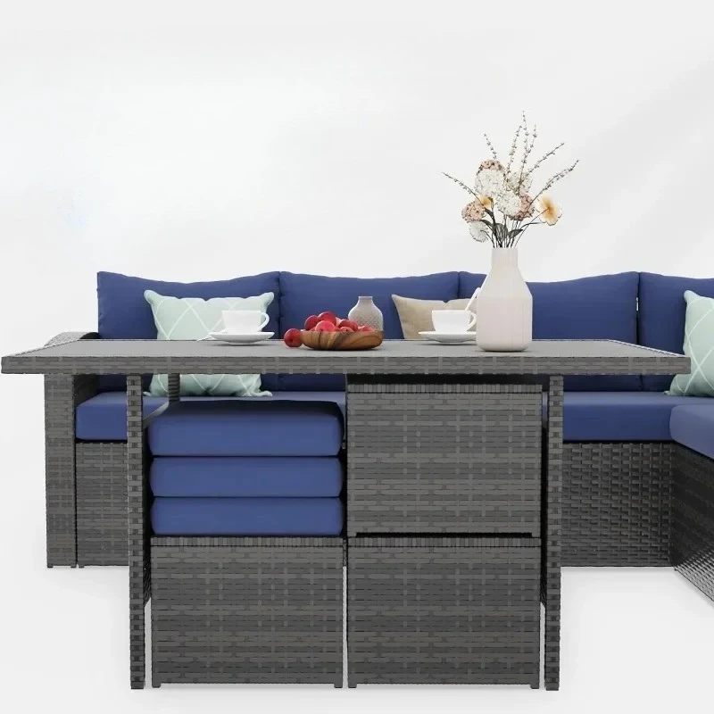 LOutdoor Patio Furniture Set, 7 Piece Outdoor Dining Sectional Sofa With Dining Table And Chair, Wicker Conversation Set
LOutdoor Patio Furniture Set, 7 Piece Outdoor Dining Sectional Sofa With Dining Table And Chair, Wicker Conversation Set