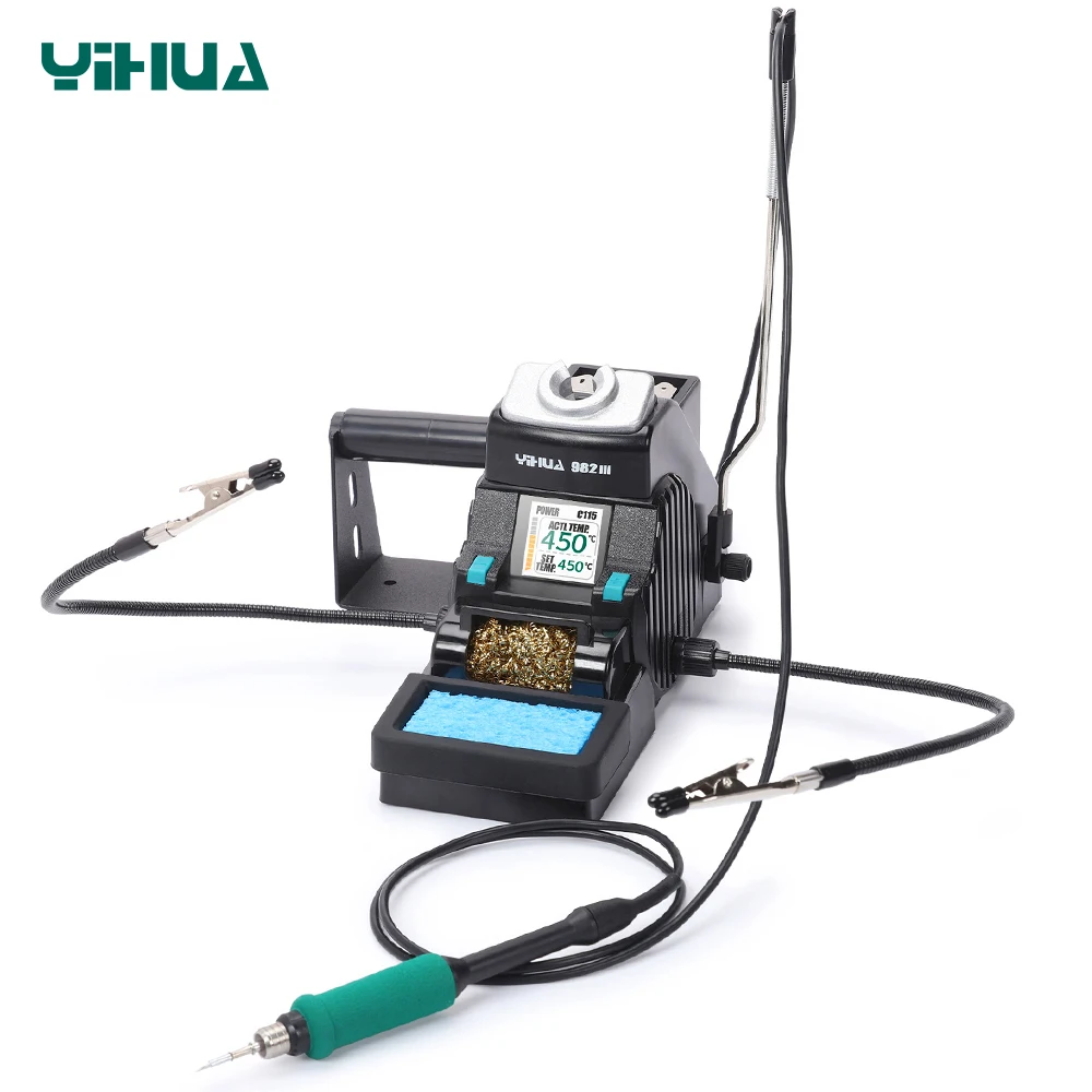 YIHUA 982-III Soldering Iron Precision Soldering Station With 2 Help Hands Control Temperature Welding Rework Station
YIHUA 982-III Soldering Iron Precision Soldering Station With 2 Help Hands Control Temperature Welding Rework Station