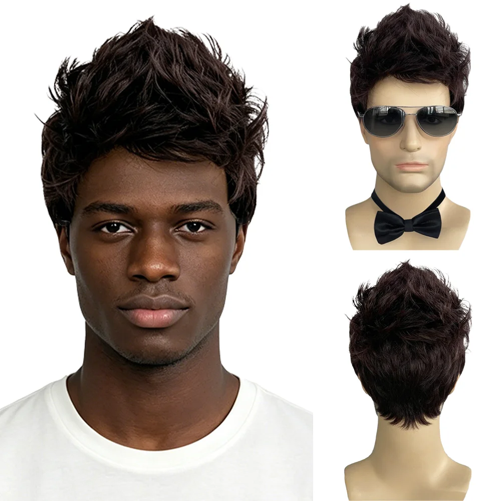 Black Men Short Curly Wig Dark Brown Natural Fluffy Synthetic Wigs African American Mens Heat Resistant Hair For Daily Party
Black Men Short Curly Wig Dark Brown Natural Fluffy Synthetic Wigs African American Mens Heat Resistant Hair For Daily Party