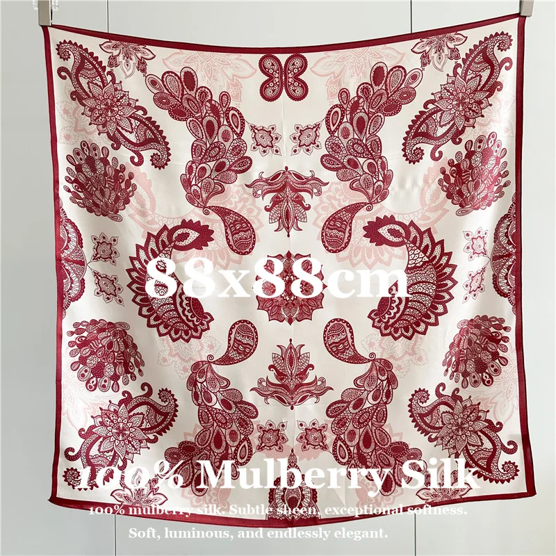 Designer Luxury 100% Mulberry Silk Scarf 88x88cm Large Square Silk Scarf for Women Paisley Print Head Scarf Hijab Bandana Shawl
Designer Luxury 100% Mulberry Silk Scarf 88x88cm Large Square Silk Scarf for Women Paisley Print Head Scarf Hijab Bandana Shawl