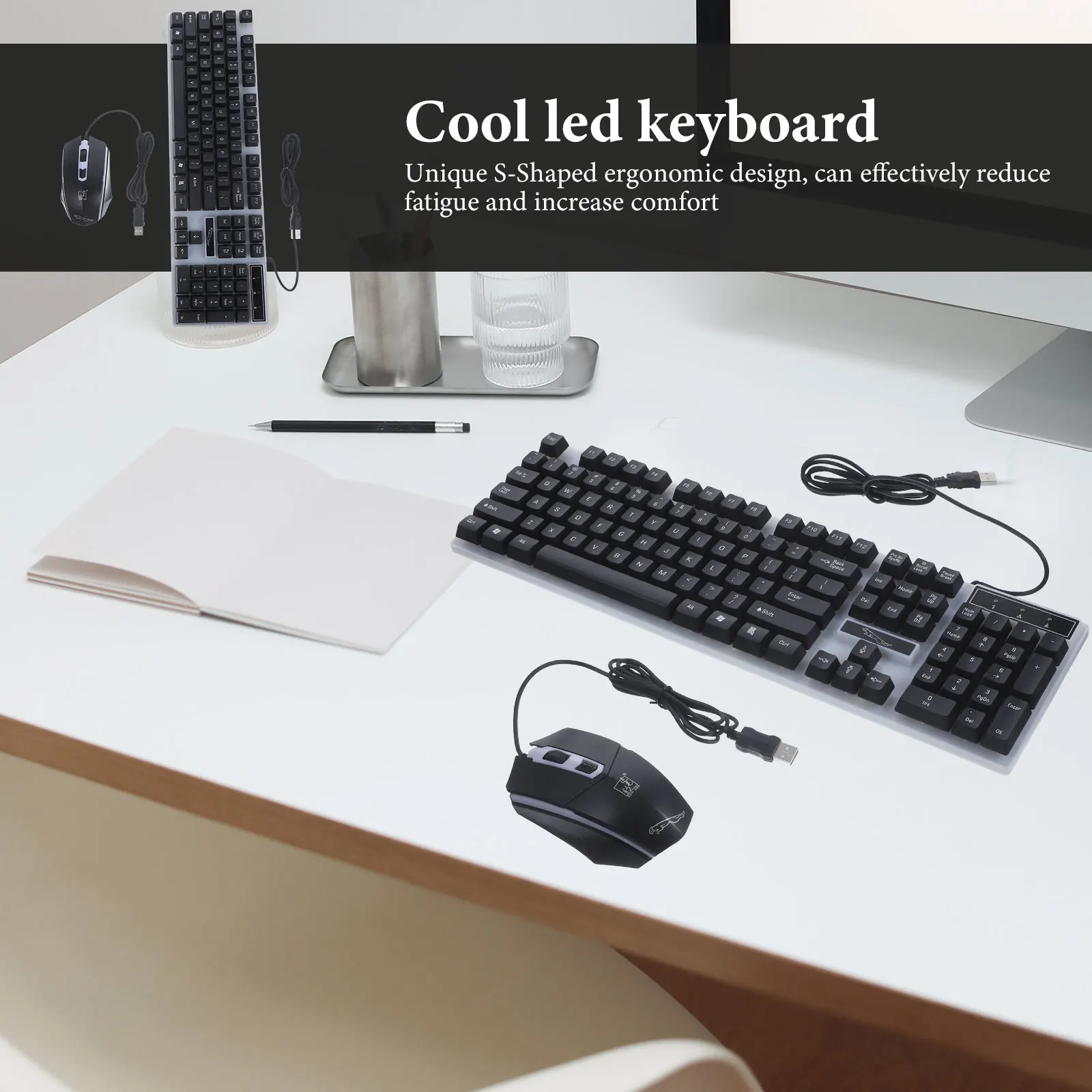Keyboard and Mouse Set Cool LED Gaming USB Keyboards Computer Mechanical Backlit
Keyboard and Mouse Set Cool LED Gaming USB Keyboards Computer Mechanical Backlit