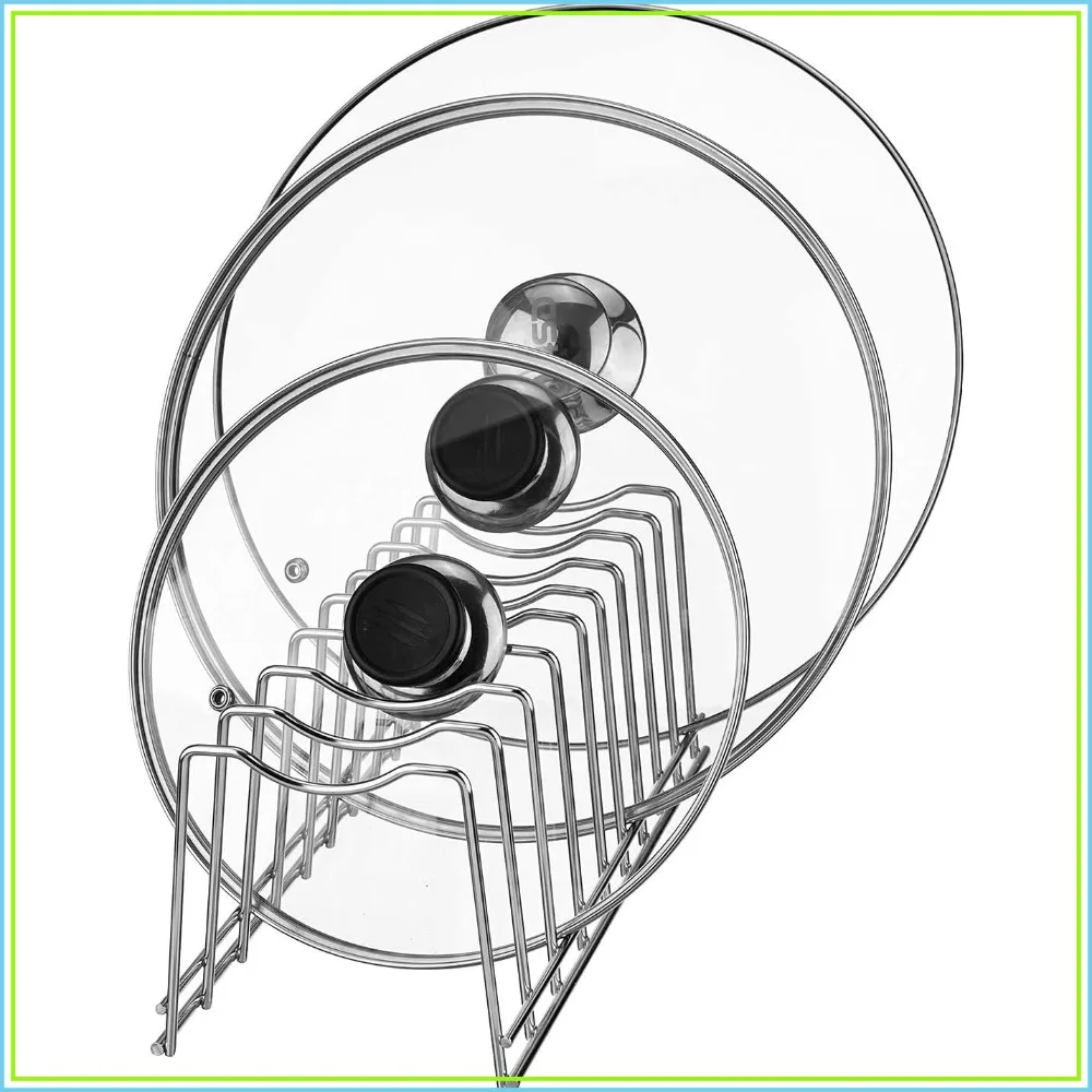 Pot Lid Holder, Stainless Steel Kitchen Organizer Rack for Cutting Boards, Bakeware, Pots, Pans, Trays & Containers in Cabinet or on Countertop
Pot Lid Holder, Stainless Steel Kitchen Organizer Rack for Cutting Boards, Bakeware, Pots, Pans, Trays & Containers in Cabinet or on Countertop