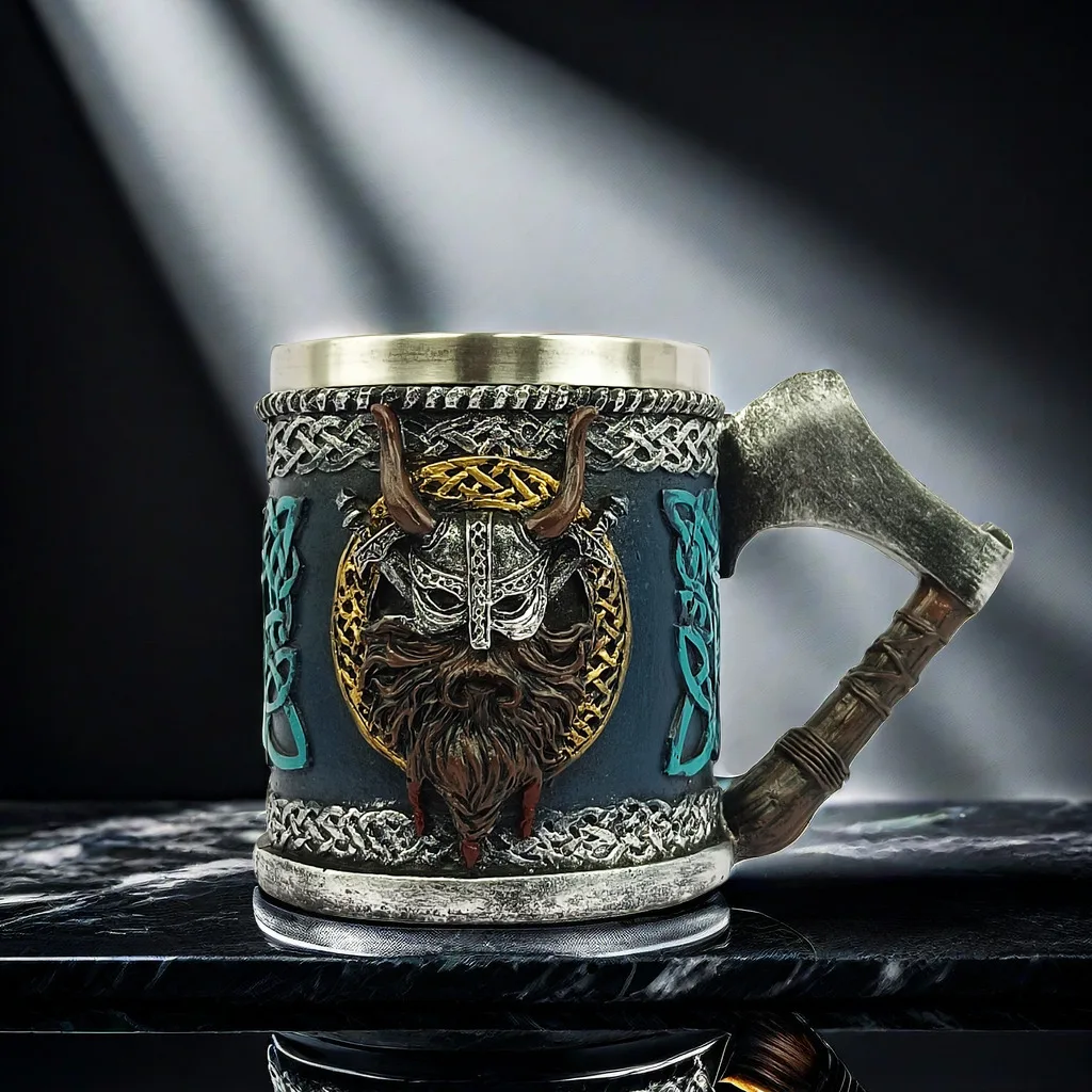 Viking Stainless Steel Single Handle Tomahawk Beer Mug Nordic Viking Warrior Skull Mug Tankard 450ml Halloween Stein Cup
Viking Stainless Steel Single Handle Tomahawk Beer Mug Nordic Viking Warrior Skull Mug Tankard 450ml Halloween Stein Cup