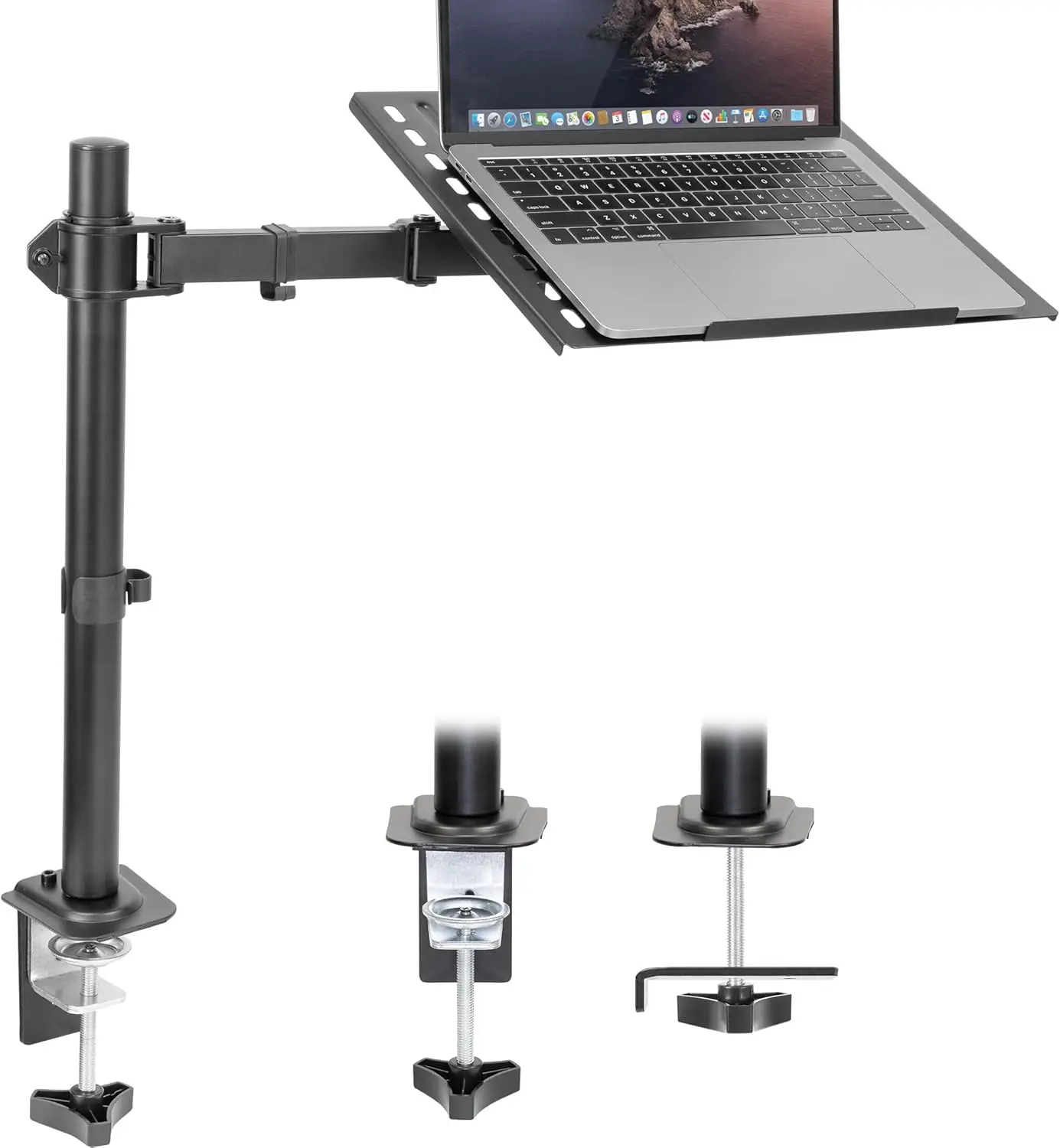 Adjustable Laptop Desk Mount, Ergonomic Arm with Vented Tray, Fits up to 17", Clamp & Grommet Base
Adjustable Laptop Desk Mount, Ergonomic Arm with Vented Tray, Fits up to 17", Clamp & Grommet Base