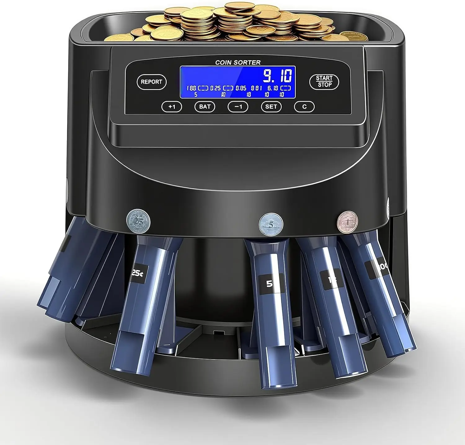 LCD Display Coin Counter & Sorter with 300-Coin Capacity, Supports Multiple Coin Types, Fast Sorting and Packaging Machine
LCD Display Coin Counter & Sorter with 300-Coin Capacity, Supports Multiple Coin Types, Fast Sorting and Packaging Machine