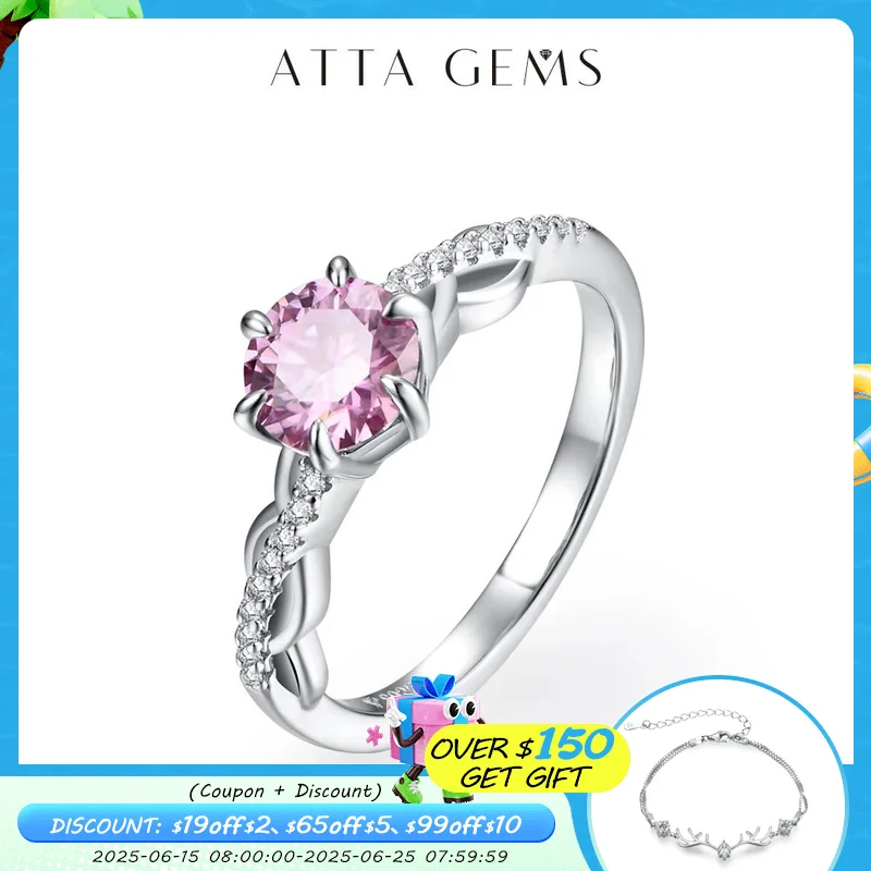 ATTAGEMS D Color Round Cut 1.0ct Pink Moissanite Ring for Women Man Real 100% 925 Sterling Silver Engagement Anniversary Jewelry
ATTAGEMS D Color Round Cut 1.0ct Pink Moissanite Ring for Women Man Real 100% 925 Sterling Silver Engagement Anniversary Jewelry