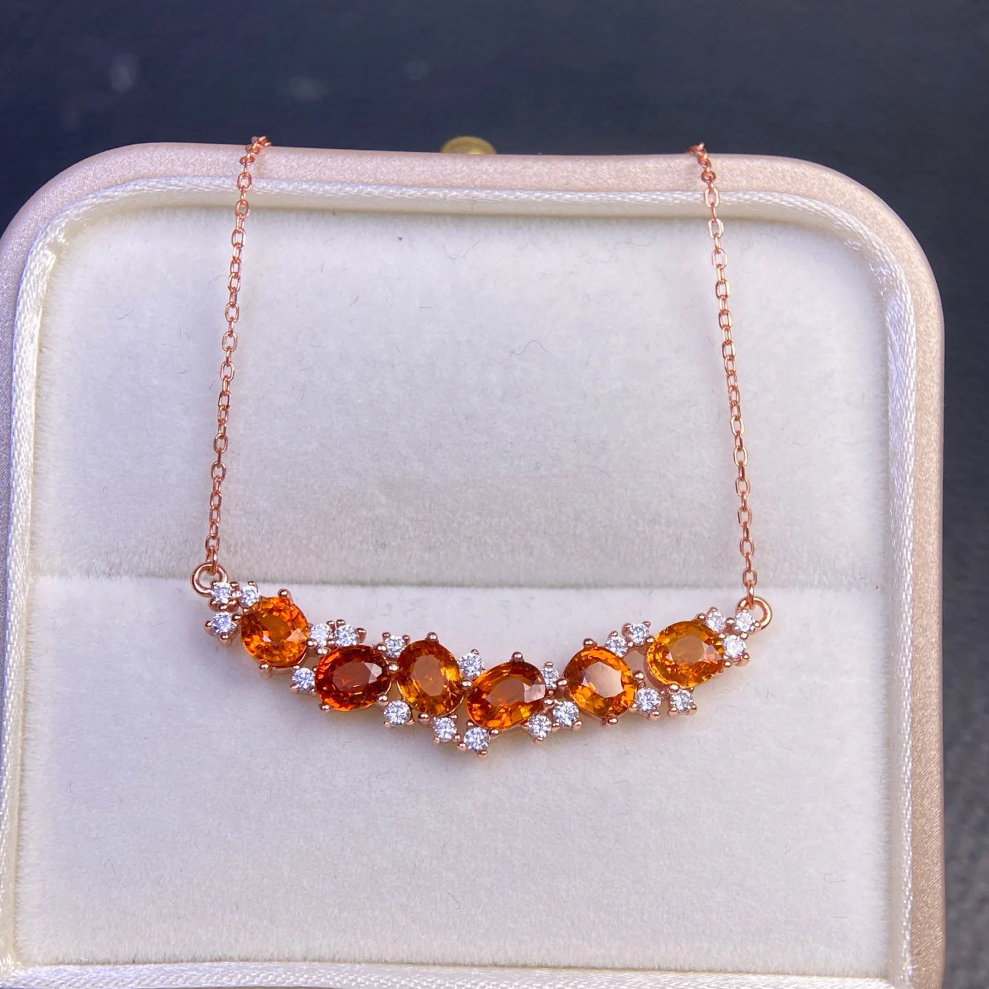 4*5mm Natural Fanta Stone Necklace 925 Sterling Silver Fine Crafted Inlay Orange Gemstone Pendant Necklace for Women
4*5mm Natural Fanta Stone Necklace 925 Sterling Silver Fine Crafted Inlay Orange Gemstone Pendant Necklace for Women