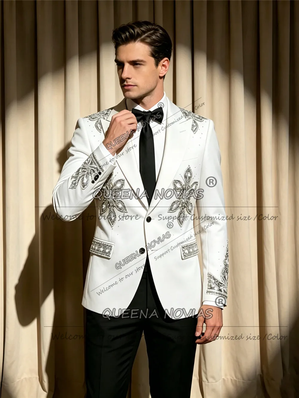 Sparkly Beaded Stones Suit Men For Wedding Unique Design Single Breasted Jacket Vest Pants 3 Pieces Sets Groom Tuxedos Attire
Sparkly Beaded Stones Suit Men For Wedding Unique Design Single Breasted Jacket Vest Pants 3 Pieces Sets Groom Tuxedos Attire