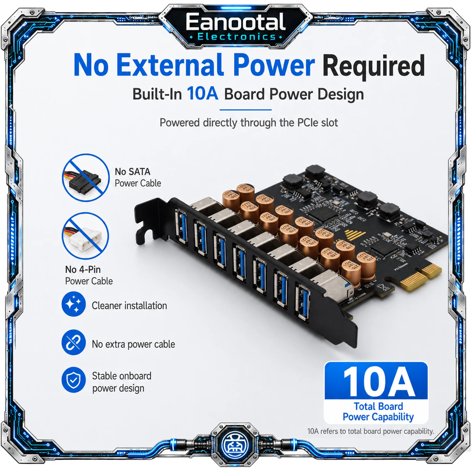 PCIe x1 to 7 Port USB 3.0 Expansion Card, USB 3.2 Gen 1 5Gbps USB-A Adapter for Desktop PC
PCIe x1 to 7 Port USB 3.0 Expansion Card, USB 3.2 Gen 1 5Gbps USB-A Adapter for Desktop PC