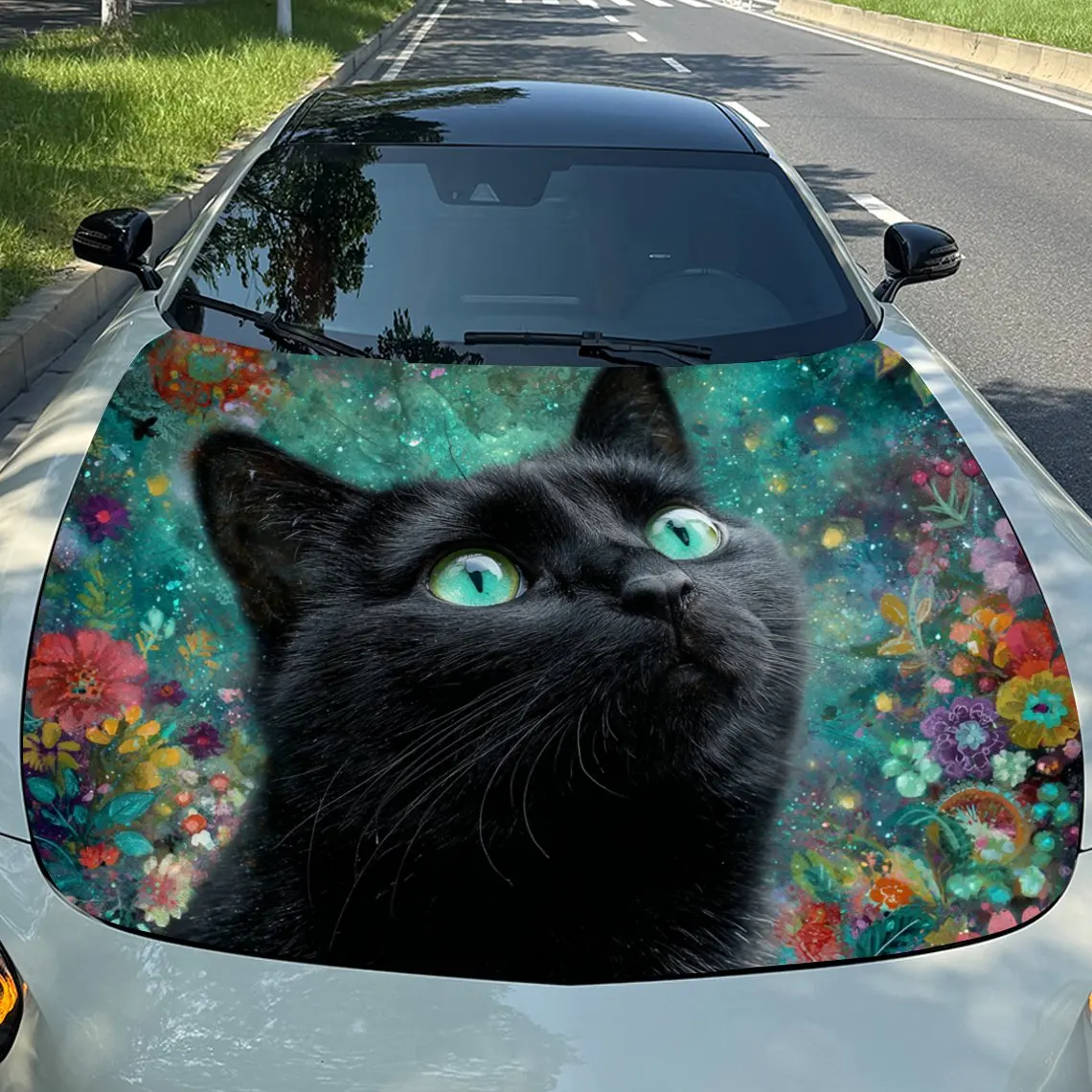Car Decals Black Cat with Striking Green Eyes Amidst a Vibrant, Colorful Floral Backdrop Car Hood Sticker, Waterproof Self - Adh
Car Decals Black Cat with Striking Green Eyes Amidst a Vibrant, Colorful Floral Backdrop Car Hood Sticker, Waterproof Self - Adh