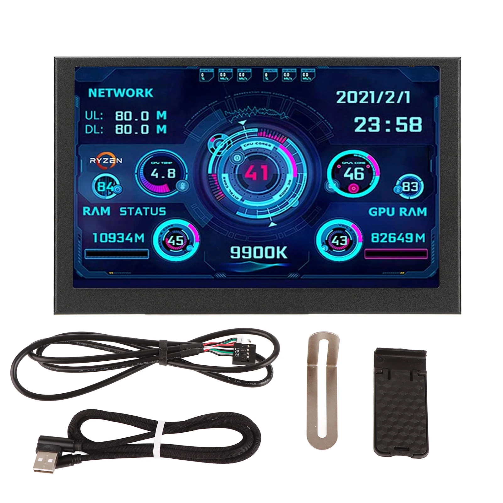 PC CPU Data Monitor Mini ITX PC Case Monitor 5in IPS USB C TYPE C Temperature Sensor Display Screen PC CPU GPU RAM Data Monitor
PC CPU Data Monitor Mini ITX PC Case Monitor 5in IPS USB C TYPE C Temperature Sensor Display Screen PC CPU GPU RAM Data Monitor