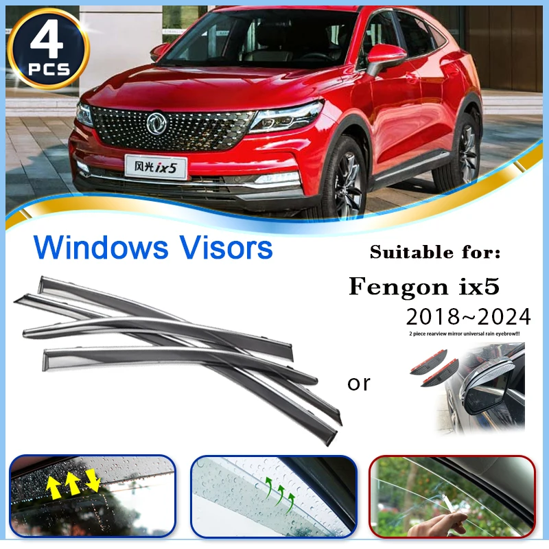 Window Visors for Fengguang Fengon ix5 DFSK Glory iX5 F5 2018~2024 Rain Guard Deflector Windshields Eyebrow Awnings Accessories
Window Visors for Fengguang Fengon ix5 DFSK Glory iX5 F5 2018~2024 Rain Guard Deflector Windshields Eyebrow Awnings Accessories