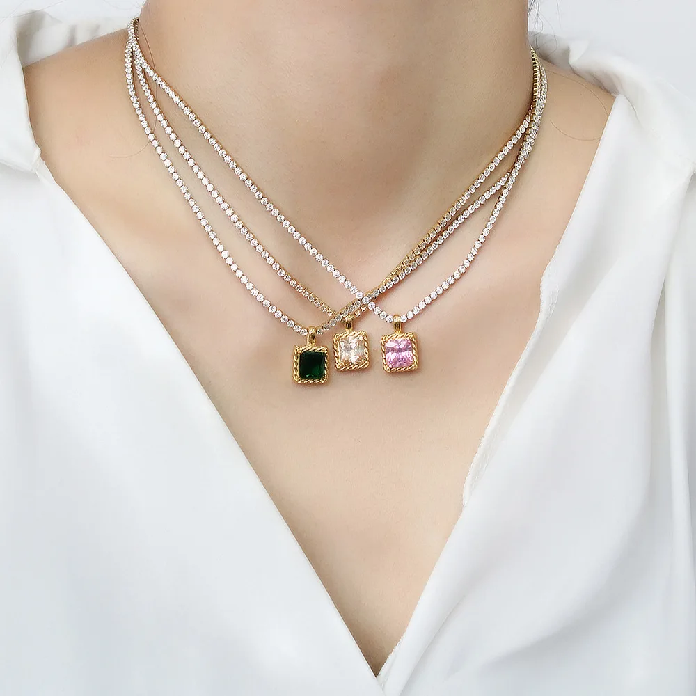 DIY accessories European and American jewelry popular hip-hop solid stainless steel square color zircon pendant accessories neck
DIY accessories European and American jewelry popular hip-hop solid stainless steel square color zircon pendant accessories neck