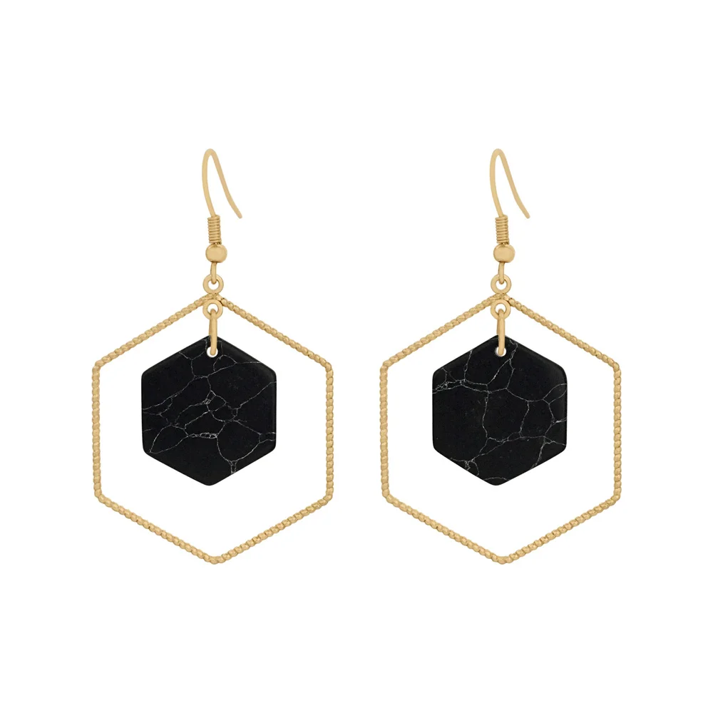 New Bohemia Gold Color Geometric Trapezoid Marble Stone Black White Turq Inside Drop Earrings For Women Girl Casual Jewelry 
New Bohemia Gold Color Geometric Trapezoid Marble Stone Black White Turq Inside Drop Earrings For Women Girl Casual Jewelry
