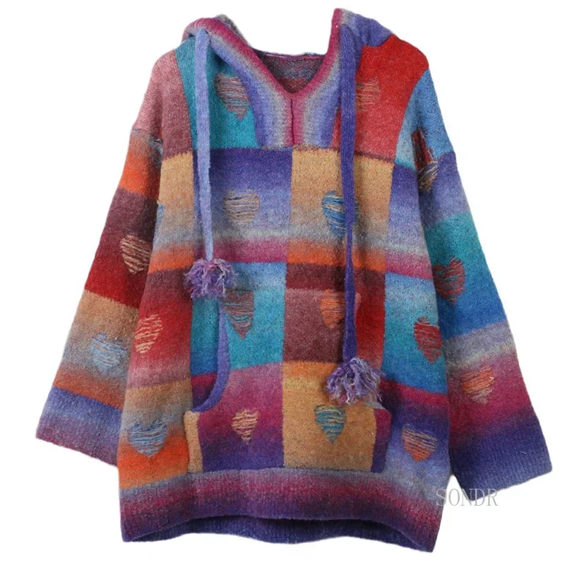 Contrast Color Hooded Pullover Sweater Women Autumn Winter Tops Retro Long Sleeves Loose Oaf Sweater Korean Fashion Tops Pulls
Contrast Color Hooded Pullover Sweater Women Autumn Winter Tops Retro Long Sleeves Loose Oaf Sweater Korean Fashion Tops Pulls