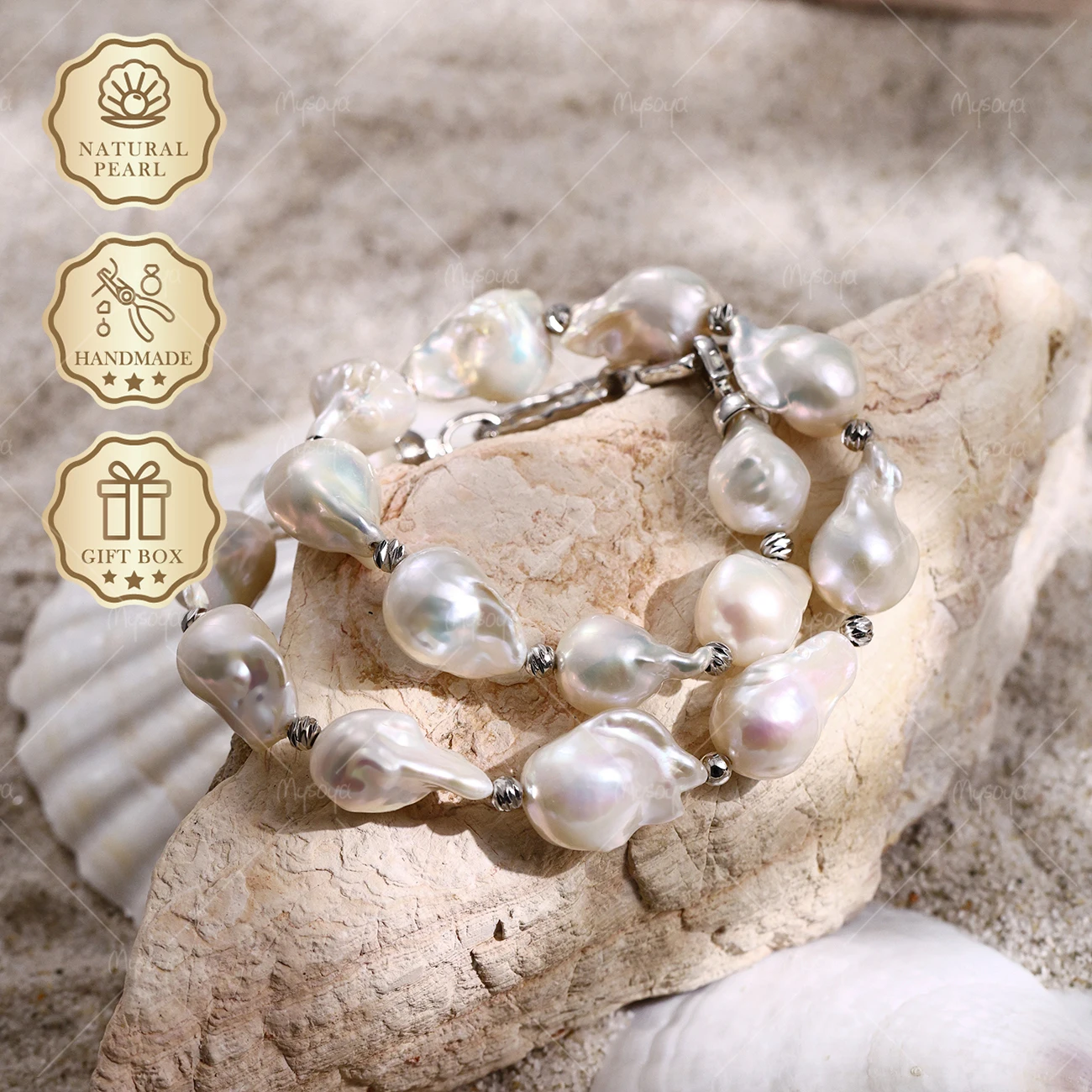 MYSOYA Large White Baroque Freshwater Pearl Necklace 10-12mm Silver Clasp, Gift Box S350
MYSOYA Large White Baroque Freshwater Pearl Necklace 10-12mm Silver Clasp, Gift Box S350