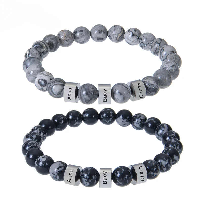 Персонализированные браслеты из нержавеющей стали из бисера, индивидуальное имя, карта, каменный браслет, браслет с лазерной гравировкой для мужчин, подарки на день отца
Персонализированные браслеты из нержавеющей стали из бисера, индивидуальное имя, карта, каменный браслет, браслет с лазерной гравировкой для мужчин, подарки на день отца